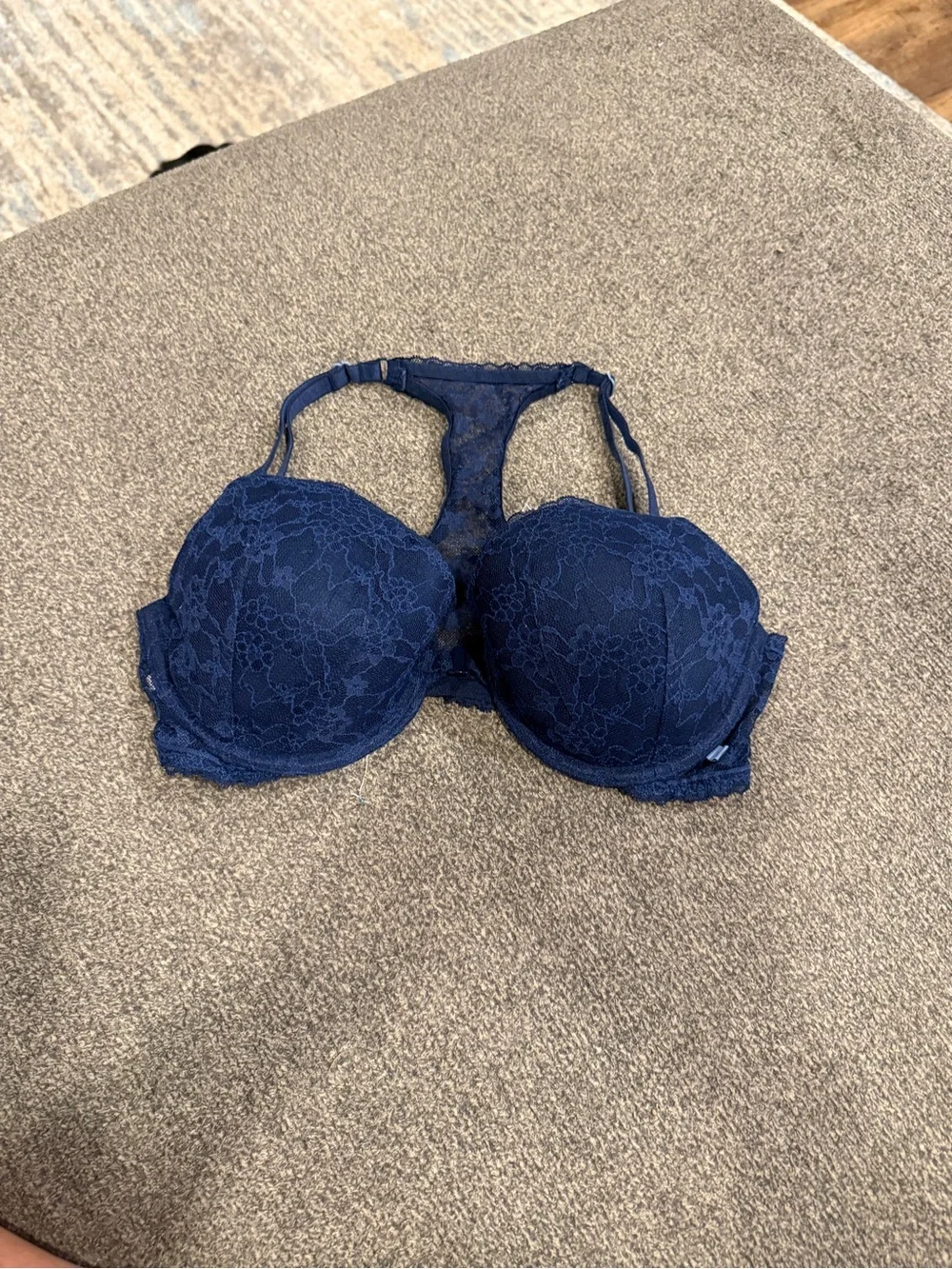 Victorias Secret Demi Bra Navy Lace Racerback size 36 D